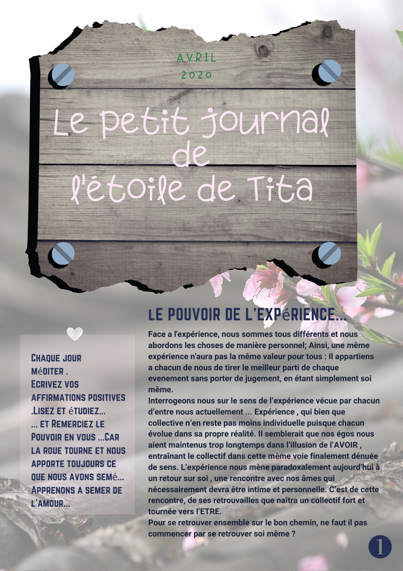 Petit journal d'avril 2020