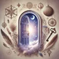 Dall e 2025 04 18 18 25 06 a symbolic and mystical image in a spiritual boutique style featuring a mysterious door opening into the beyond the door is slightly open revealing