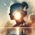 Dall e 2025 04 18 18 44 28 a symbolic and artistic double exposure style image representing psychotherapy and inner healing the scene blends the silhouette of a woman s profile